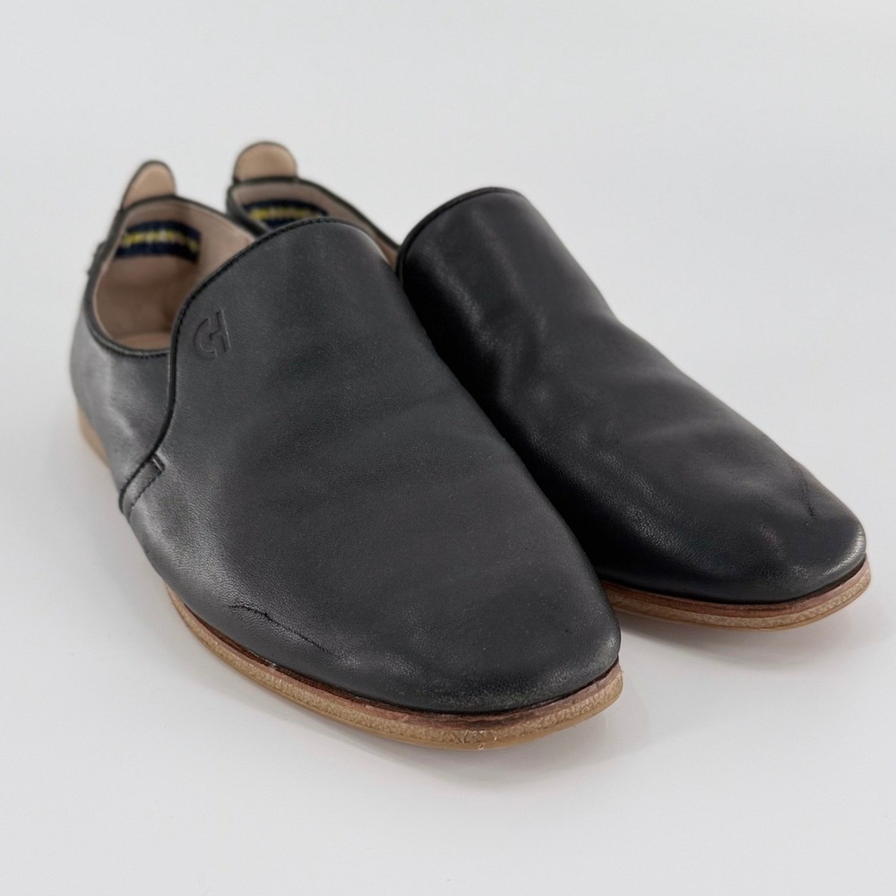 COLE HAAN Tacoma Black Leather Water Resistant Slip On Flats Size 7 Medium